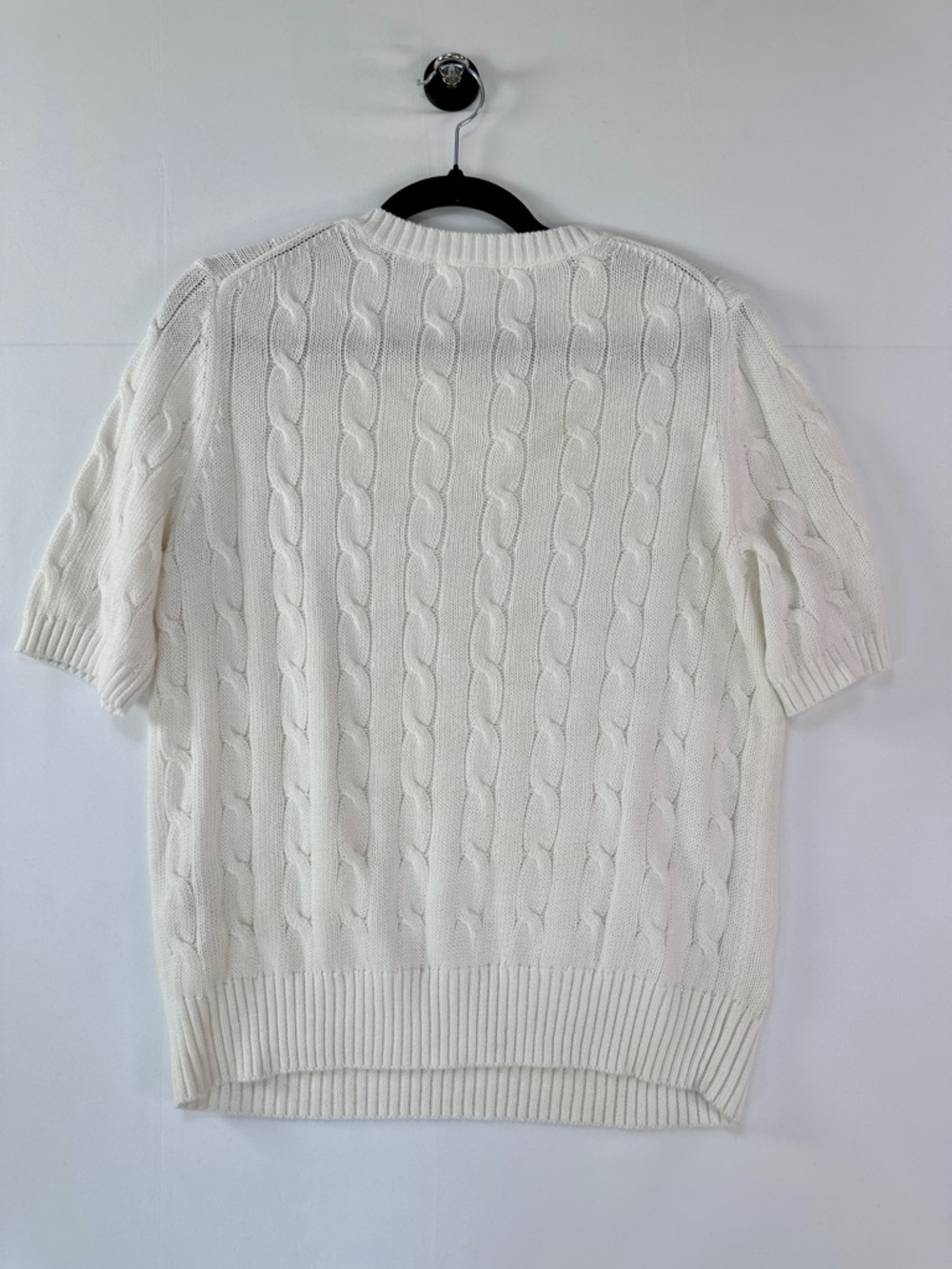Joe Fresh Cream Cable Knit Short Sleeve Sweater Top Cotton NWT Size L - Picture 5 of 6